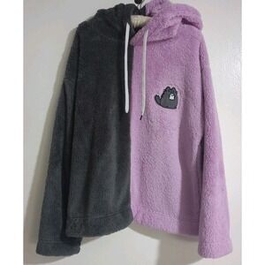Pusheen Spooky Ghost Hoodie Size Small Split Purple Gray‎ Halloween Fleece